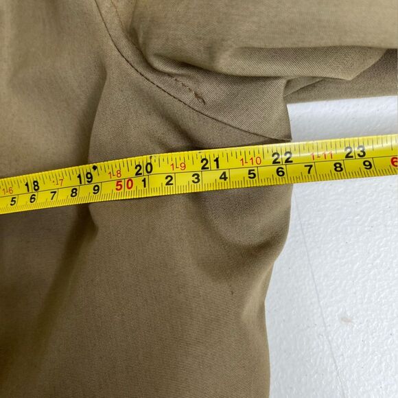 Vintage Tan Trench Coat Lined Button Front Tie Belt Union Label Women Medium - Picture 11 of 14